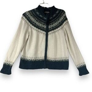 Tiara Full Zip Cardigan Sweater Womens Size Medium Fair Isle Vintage 90s Y2K